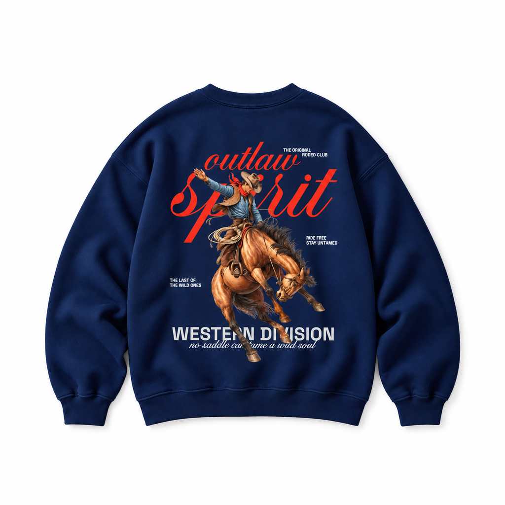 Outlaw Cowboy Crewneck Sweatshirt — Navy