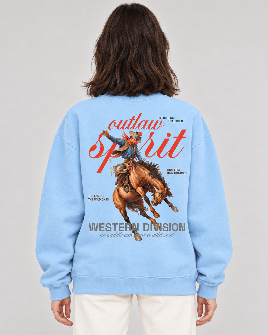 Outlaw Cowboy Crewneck Sweatshirt — Baby Blue
