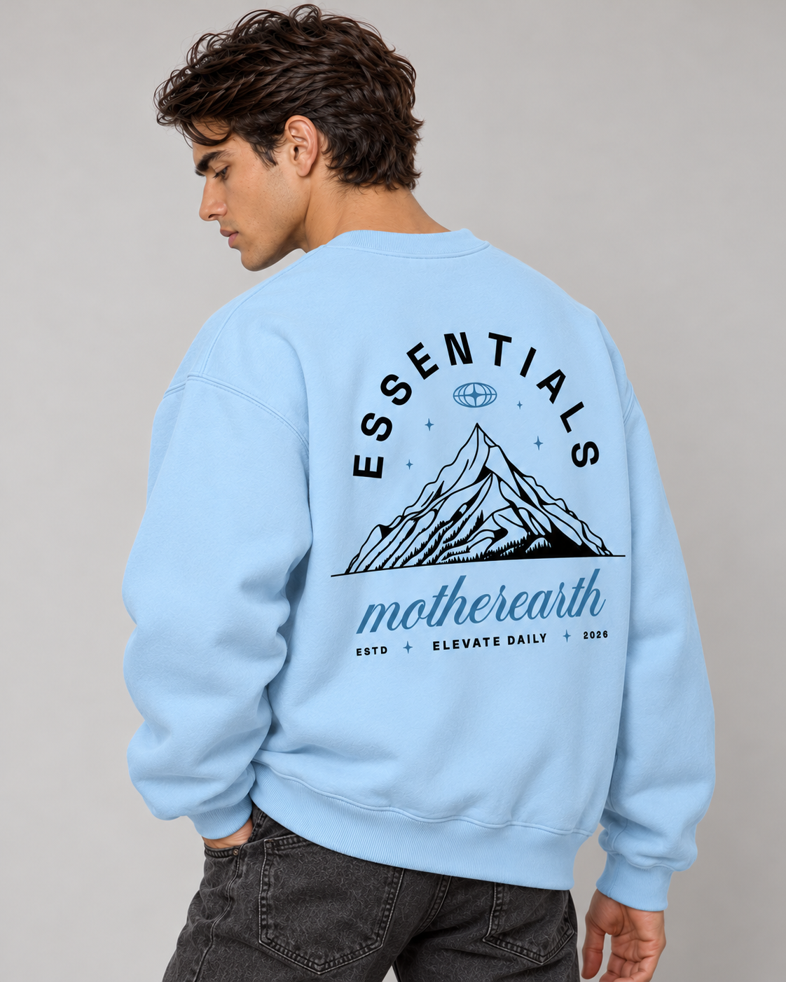 Mother Earth Crewneck Sweatshirt — Baby Blue