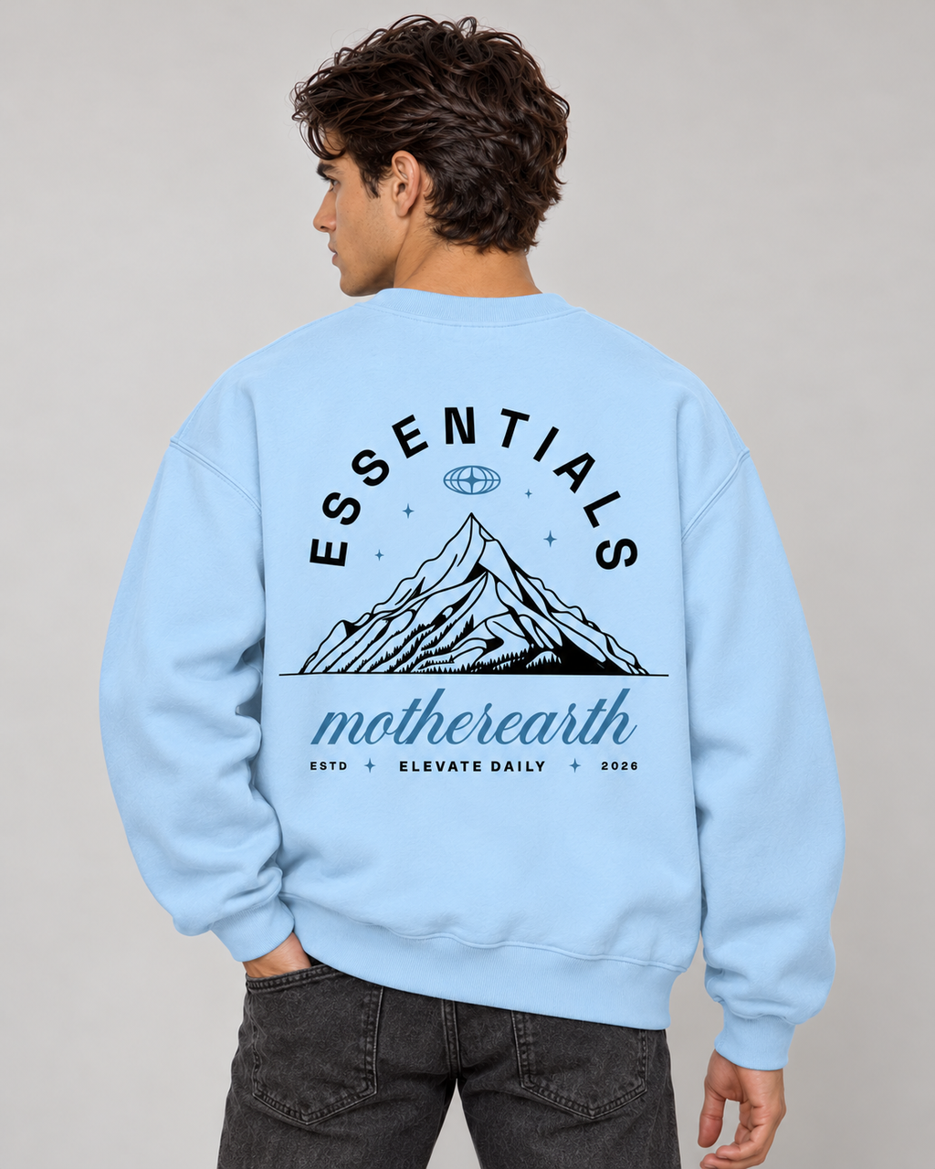 Mother Earth Crewneck Sweatshirt — Baby Blue