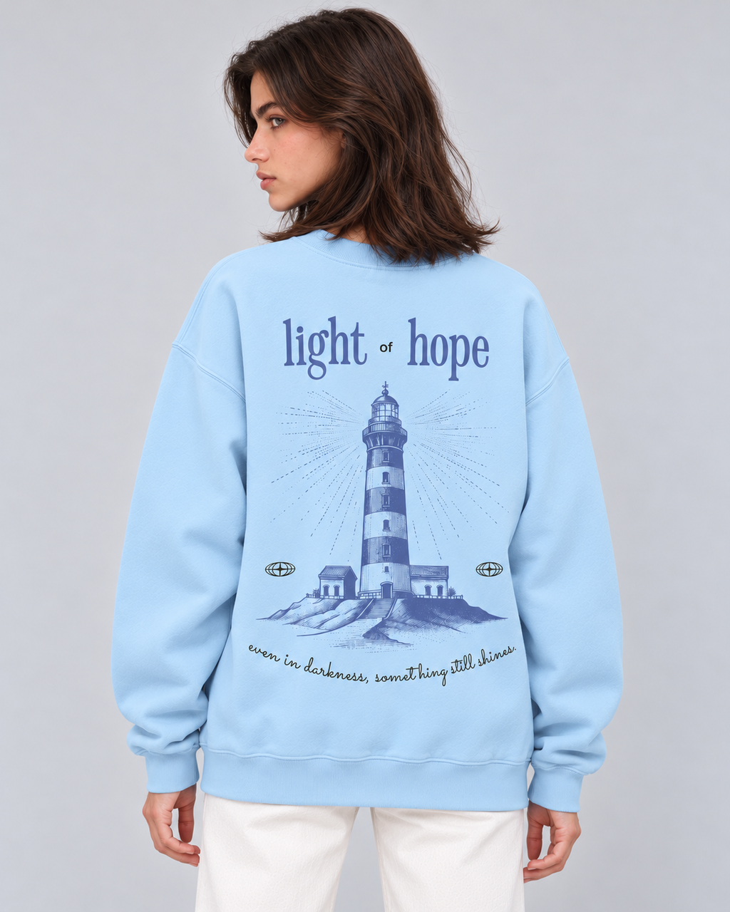 Light of Hope Crewneck Sweatshirt — Baby Blue