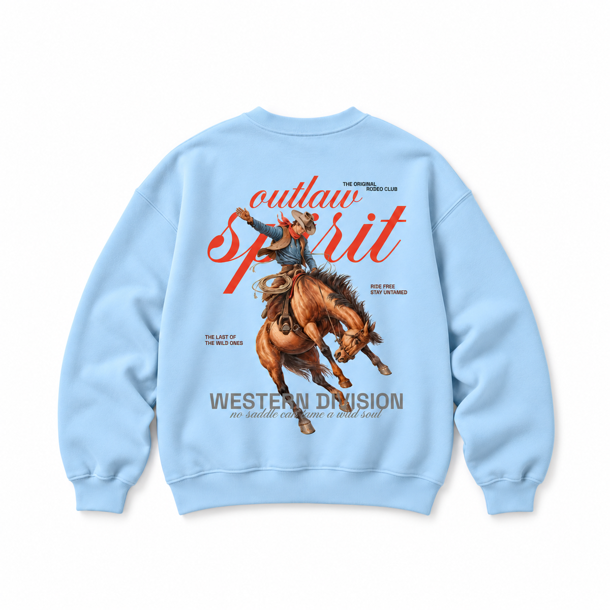 Outlaw Cowboy Crewneck Sweatshirt — Baby Blue