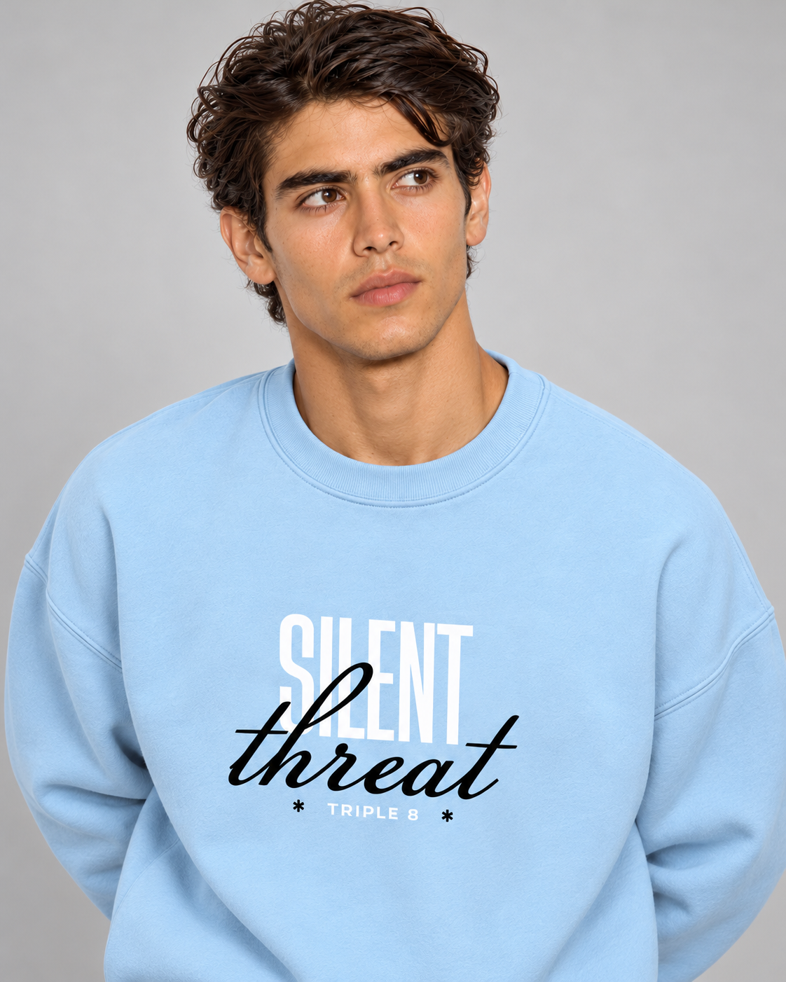 Silent Threat Crewneck Sweatshirt — Baby Blue