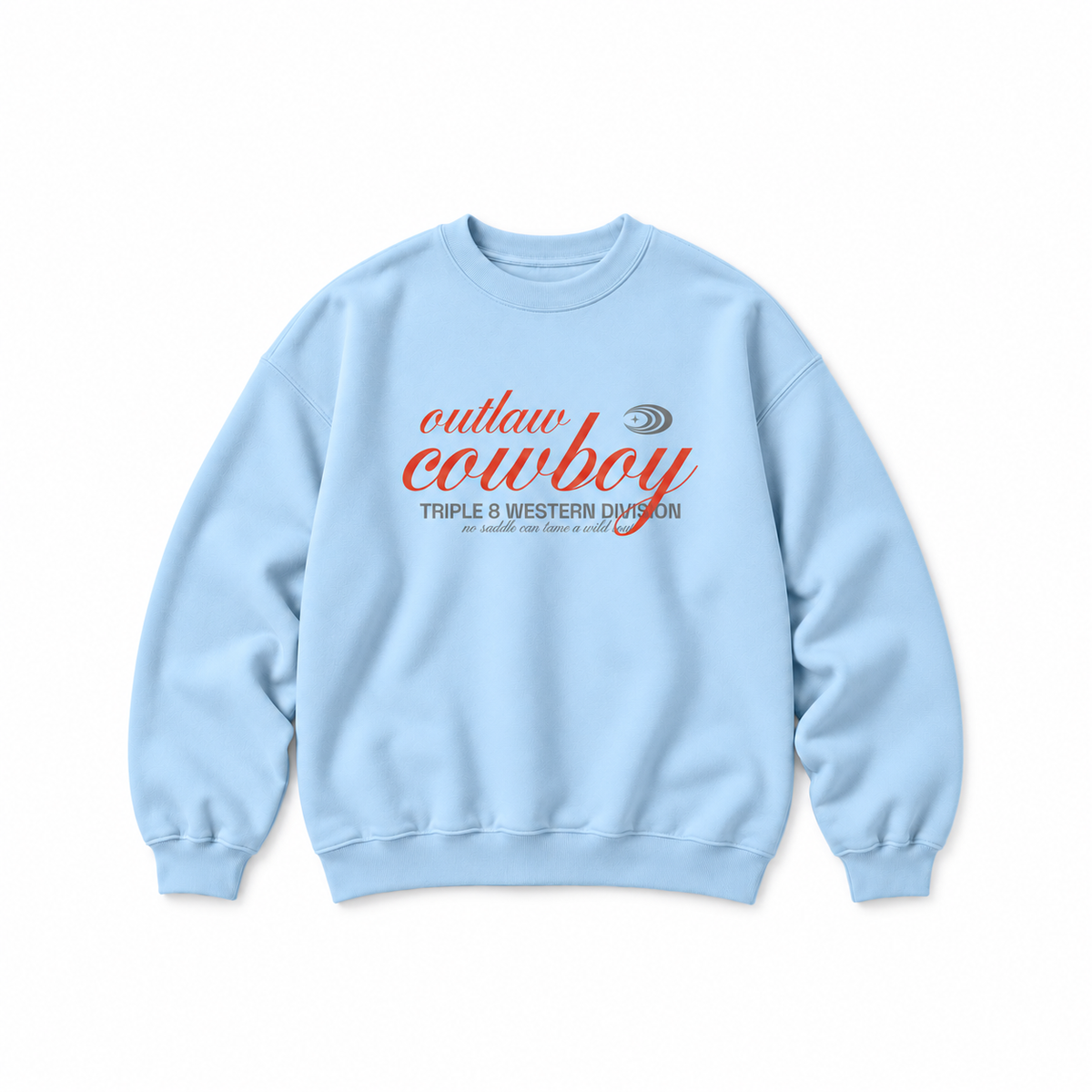 Outlaw Cowboy Crewneck Sweatshirt — Baby Blue