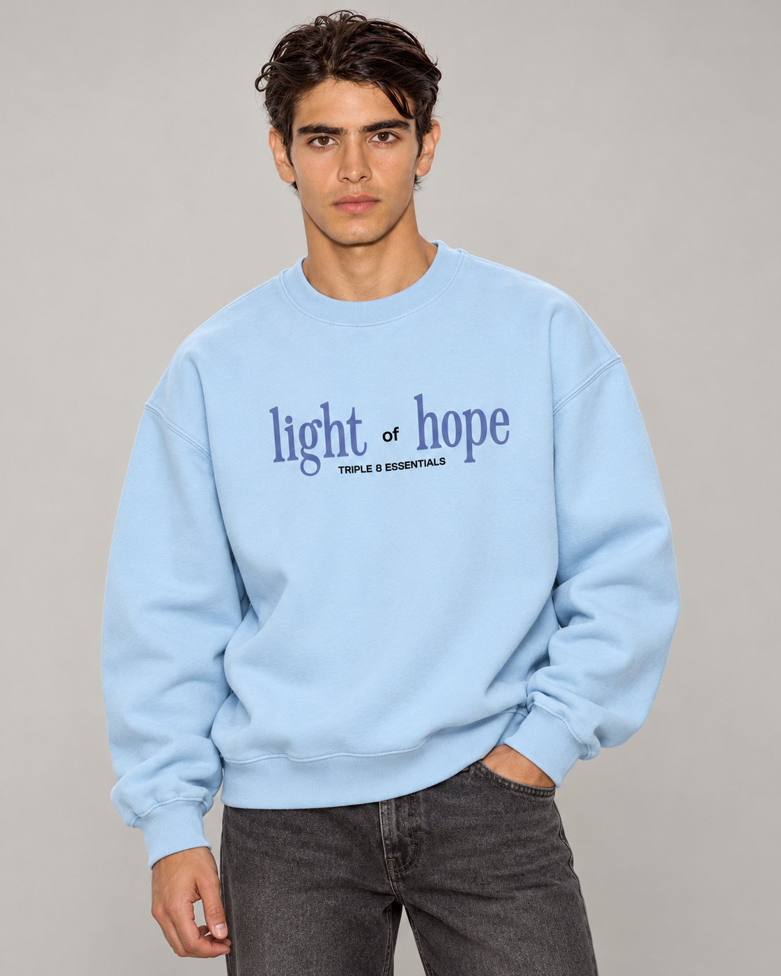 Light of Hope Crewneck Sweatshirt — Baby Blue