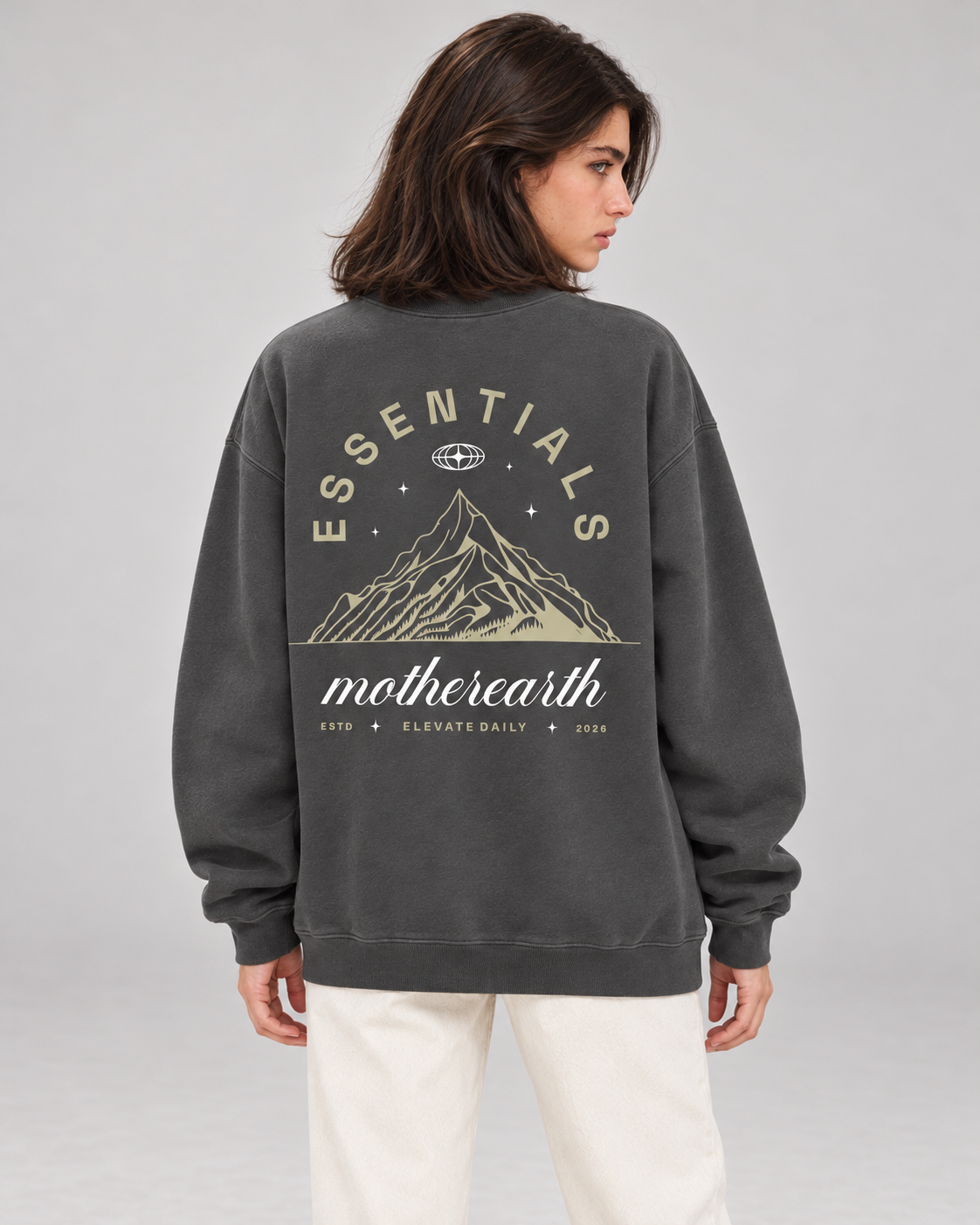 Mother Earth Crewneck Sweatshirt — Charcoal