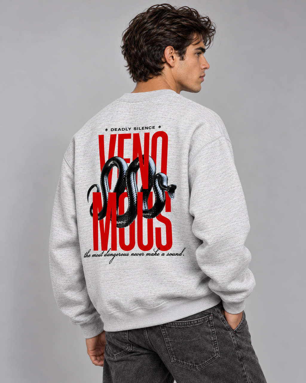 Silent Threat Crewneck Sweatshirt — Light Heather Grey