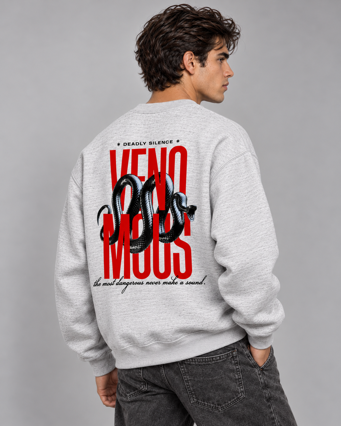 Silent Threat Crewneck Sweatshirt — Light Heather Grey