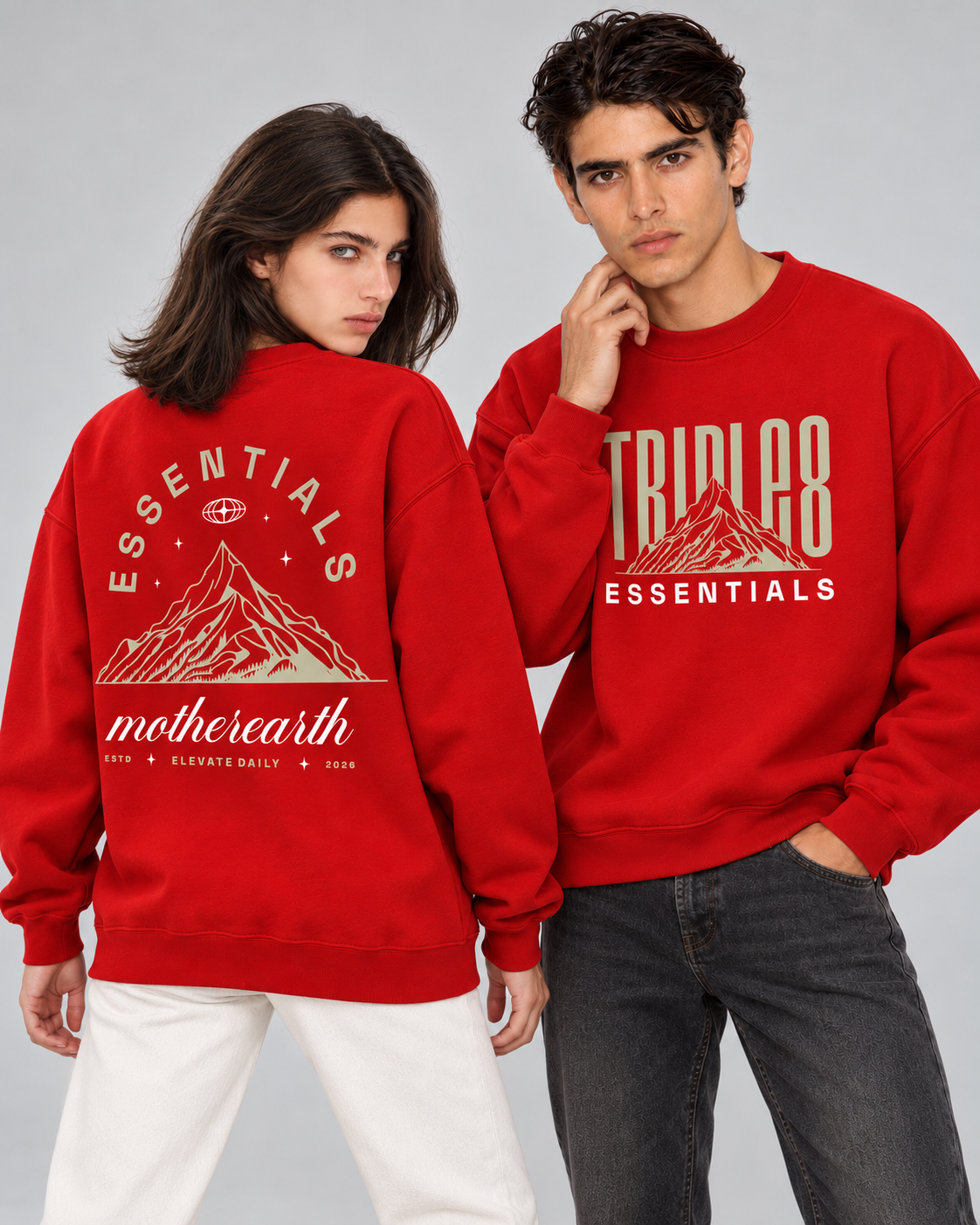 Mother Earth Crewneck Sweatshirt — Red