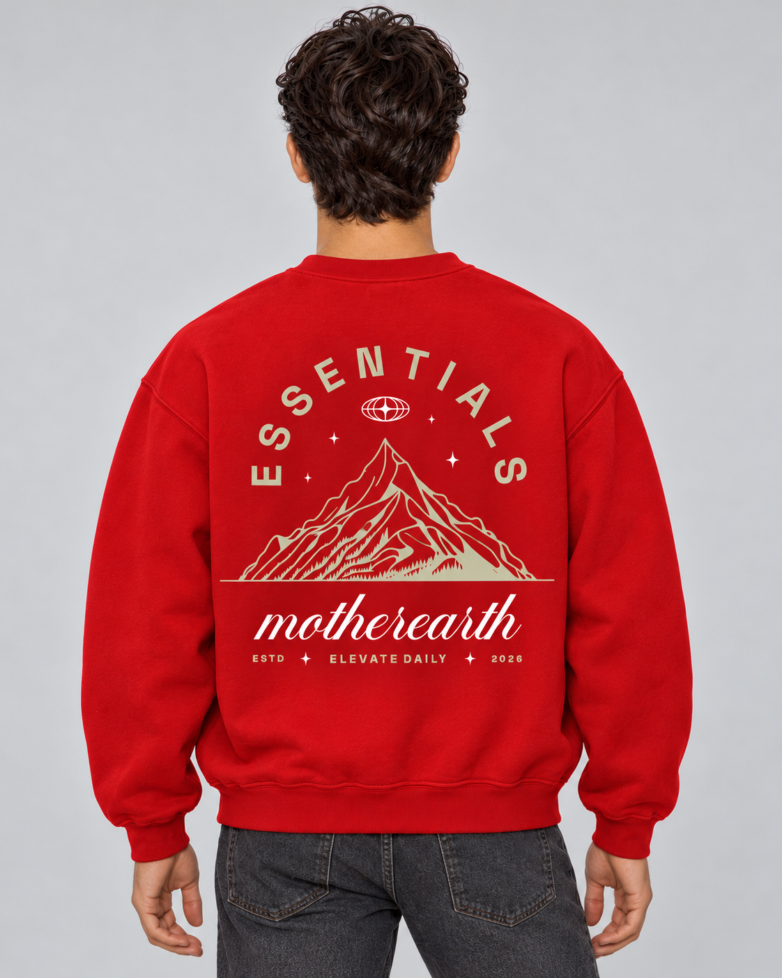 Mother Earth Crewneck Sweatshirt — Red