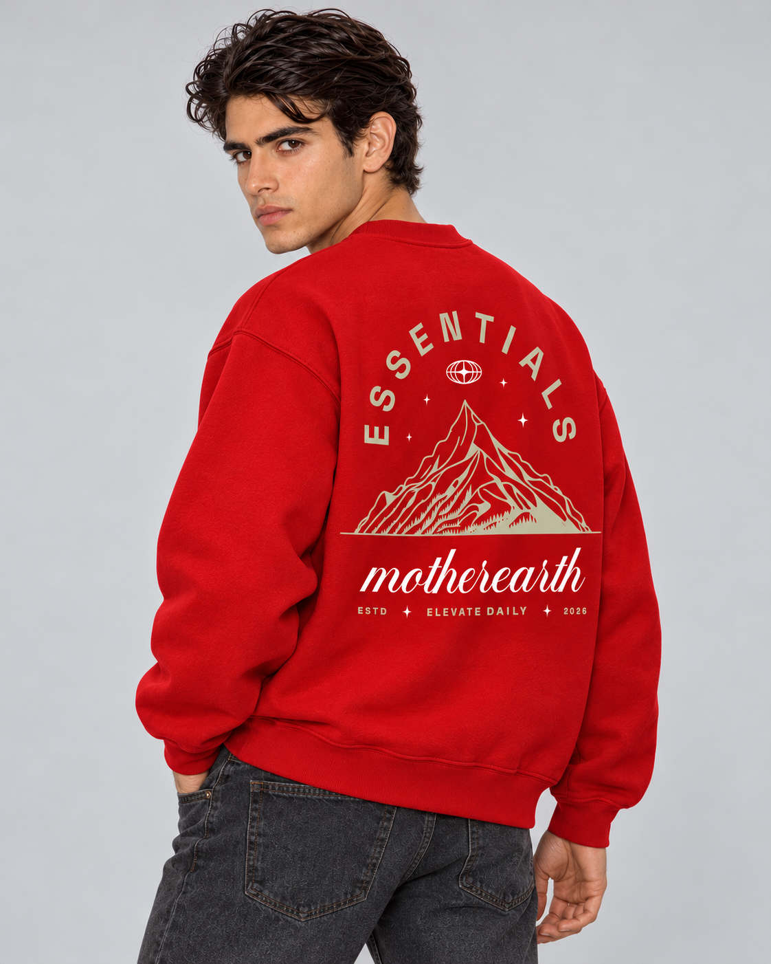 Mother Earth Crewneck Sweatshirt — Red