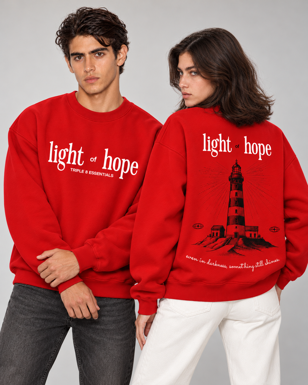 Light of Hope Crewneck Sweatshirt — Red