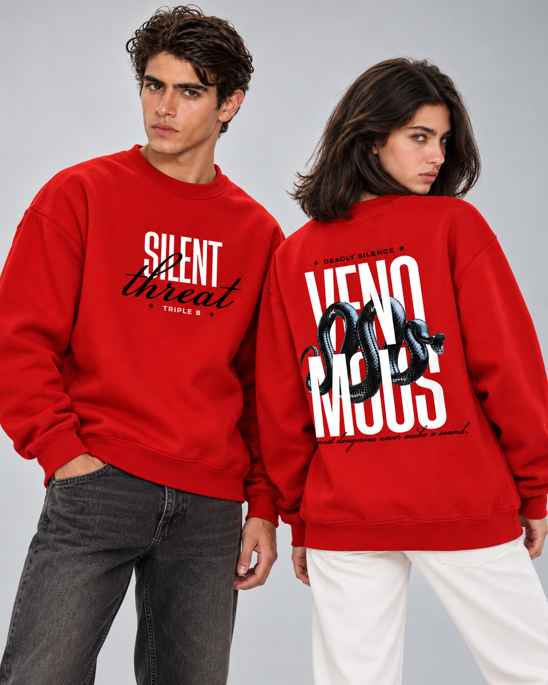 Silent Threat Crewneck Sweatshirt — Red