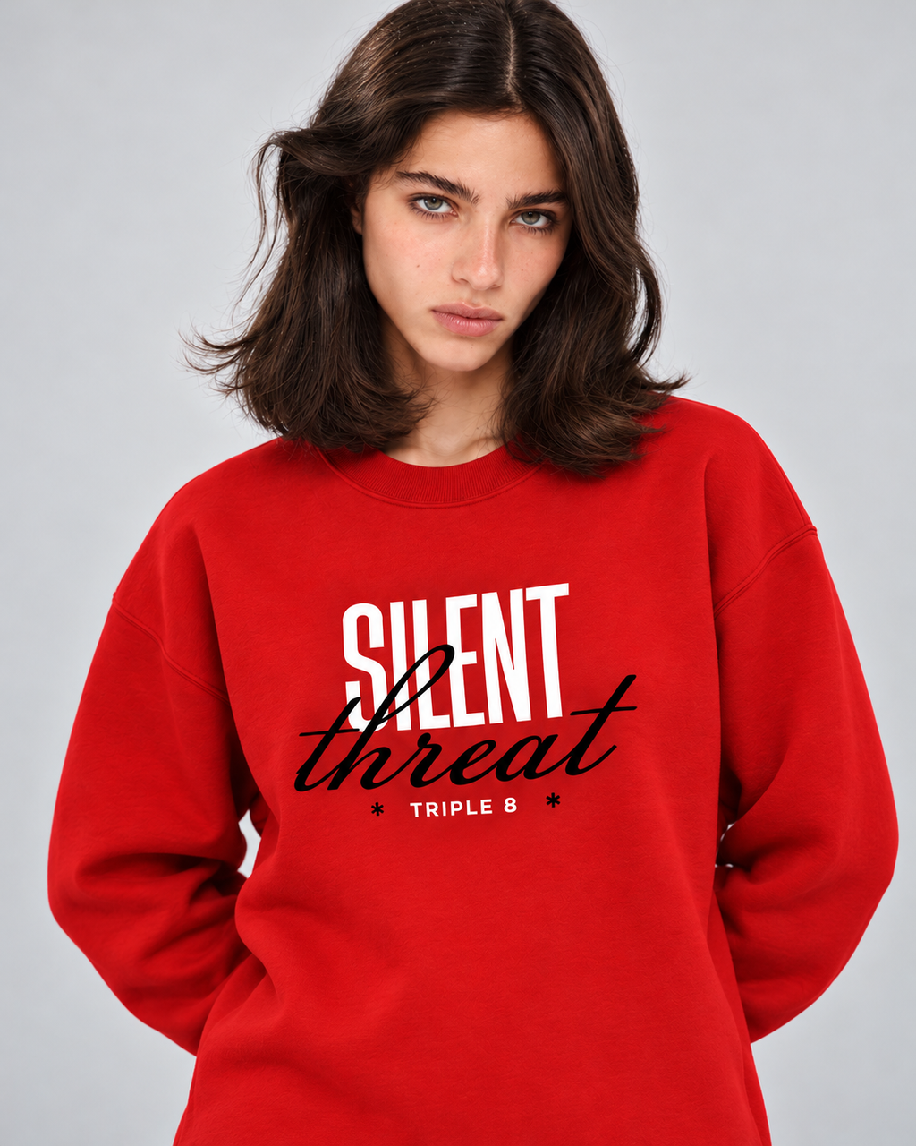 Silent Threat Crewneck Sweatshirt — Red