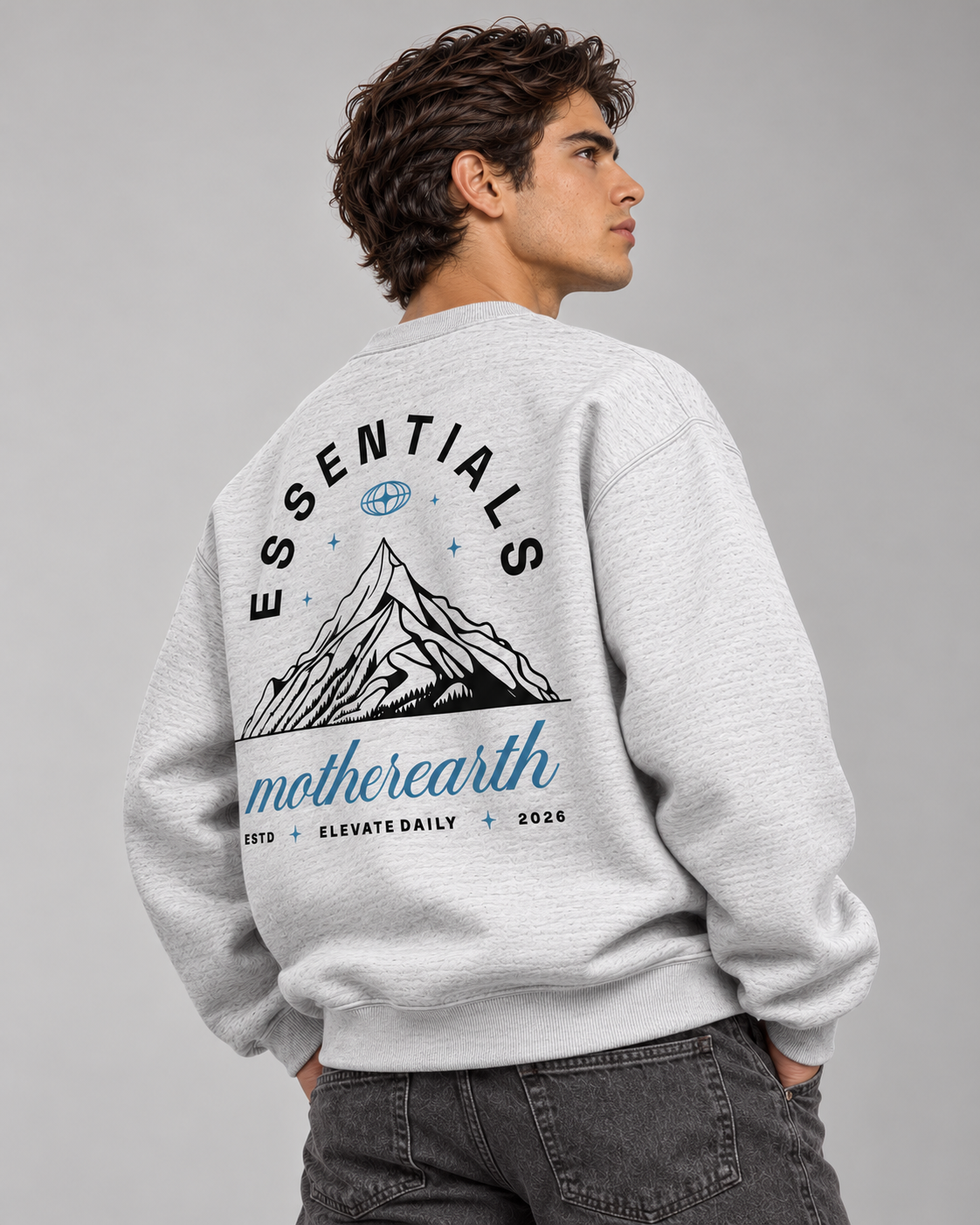 Mother Earth Crewneck Sweatshirt — Light Heather Grey