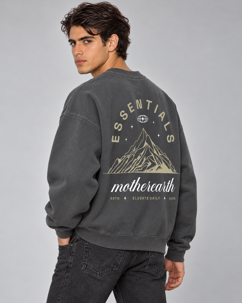 Mother Earth Crewneck Sweatshirt — Charcoal