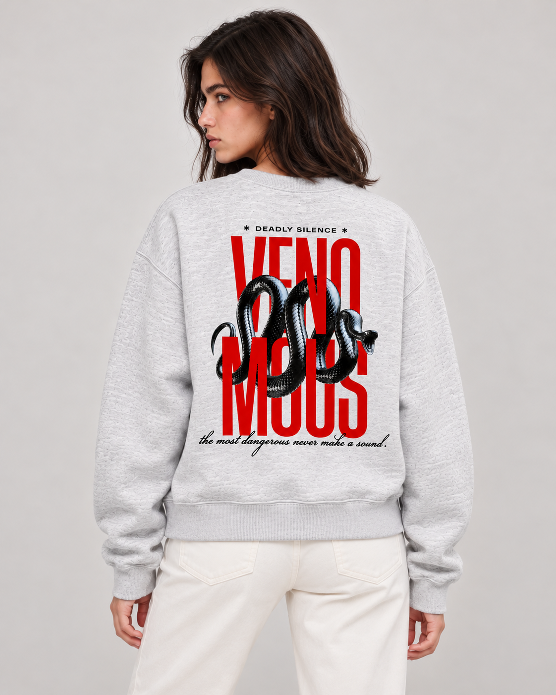 Silent Threat Crewneck Sweatshirt — Light Heather Grey