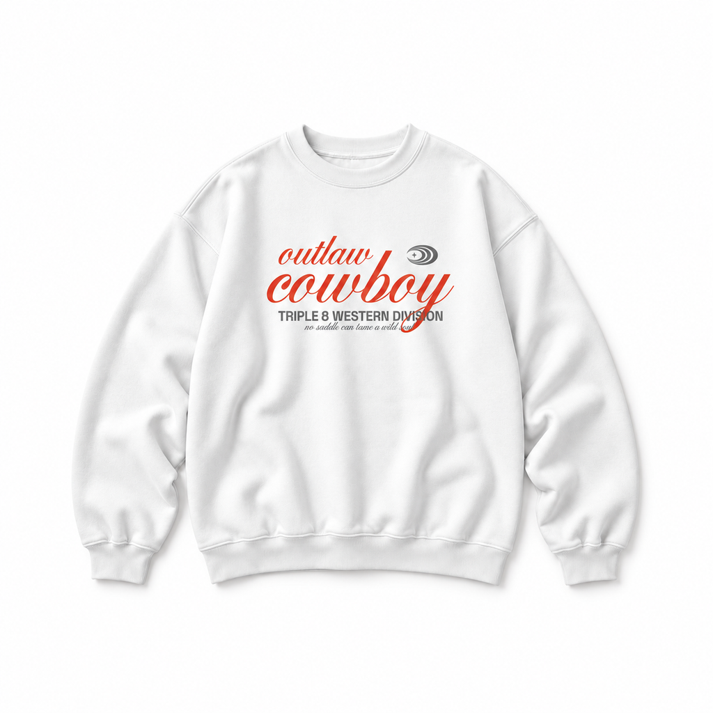 Outlaw Cowboy Crewneck Sweatshirt — White
