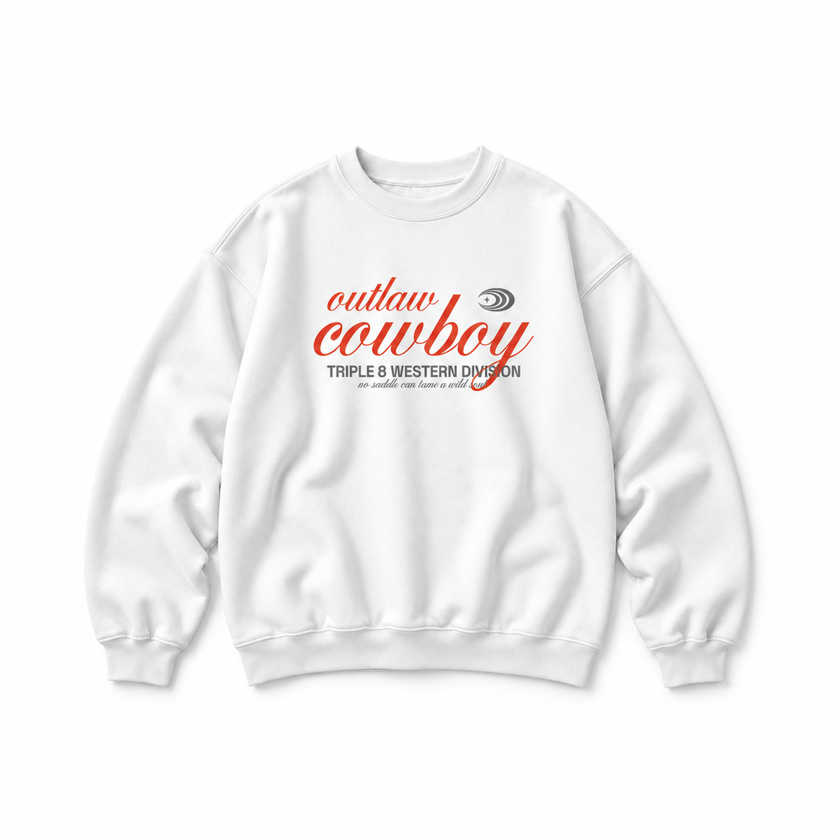 Outlaw Cowboy Crewneck Sweatshirt — White