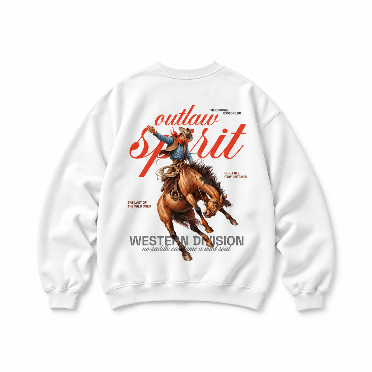 Outlaw Cowboy Crewneck Sweatshirt — White