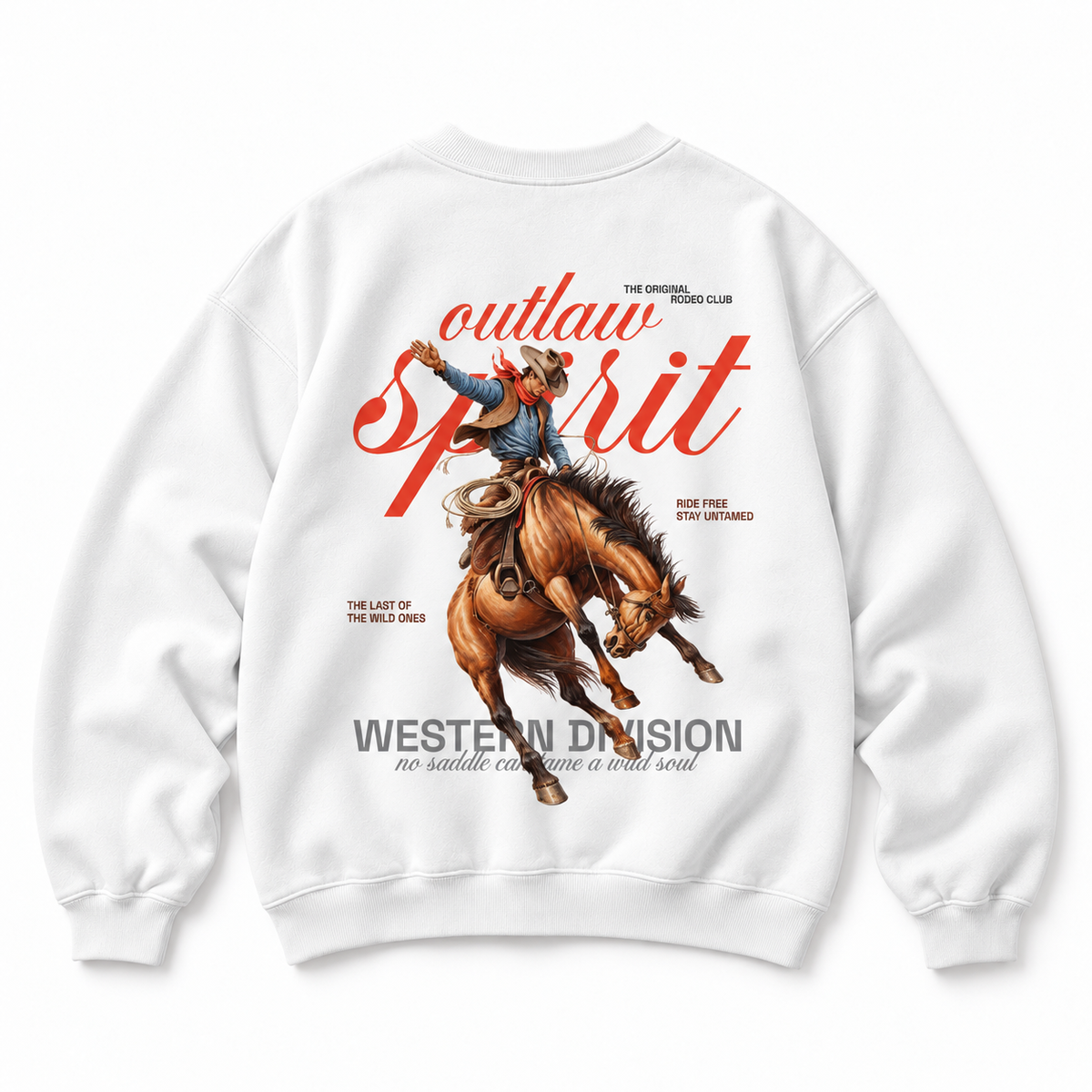 Outlaw Cowboy Crewneck Sweatshirt — White