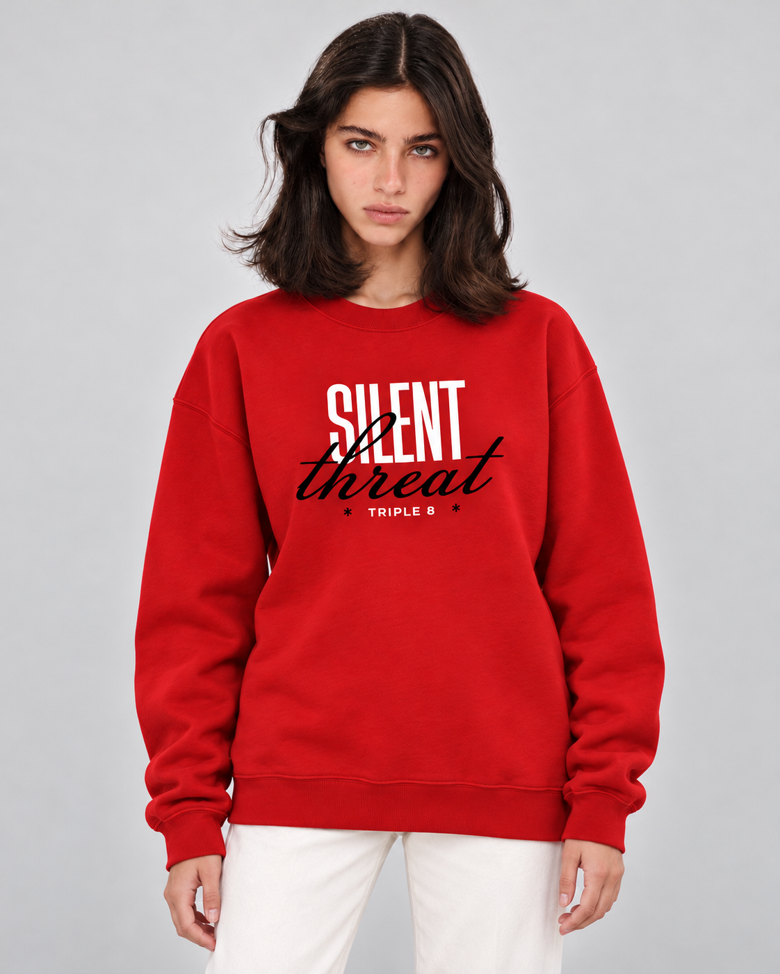 Silent Threat Crewneck Sweatshirt — Red